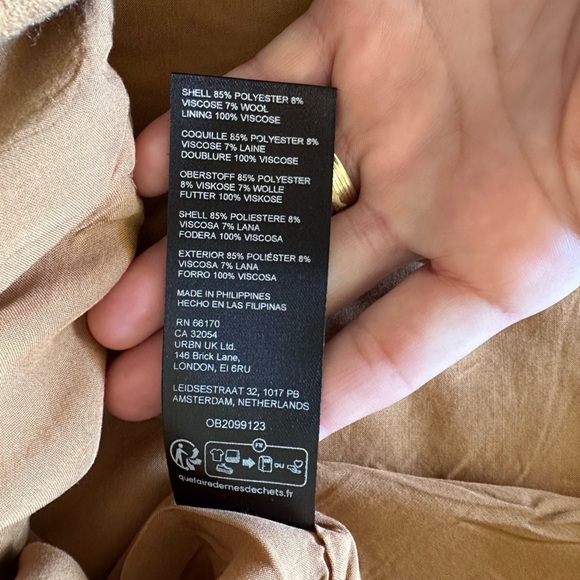 Anthropologie Camel Tan Wool Blend Belted Wrap Mini Skirt - Picture 11 of 12